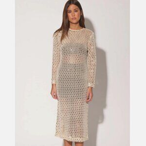 Walter Baker Coco Sequin Crochet Sheer Sheath Midi Dress